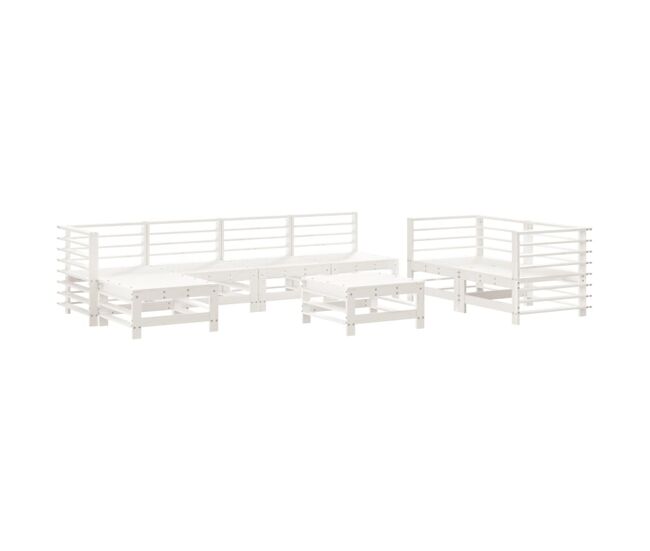 Juego de muebles de jardin 8 piezas madera maciza de pino