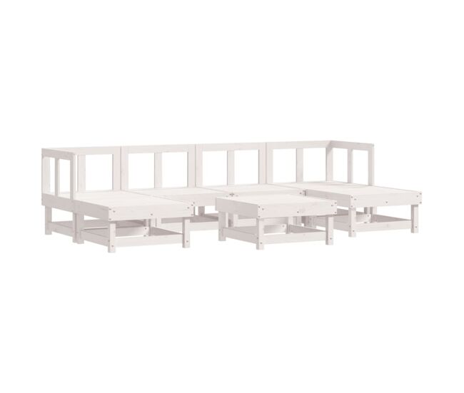 Juego de muebles de jardin 7 piezas madera maciza de pino blanco