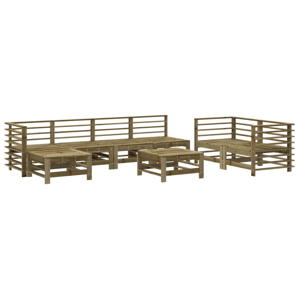 Juego de muebles de jardin 8 piezas madera de pino impregnada