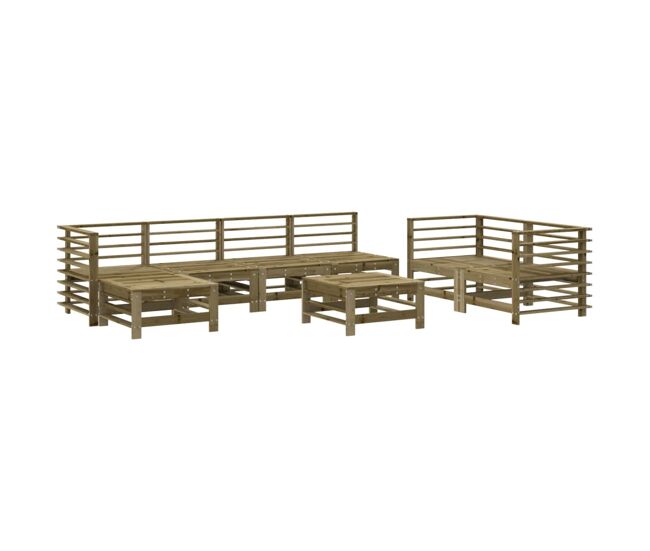 Juego de muebles de jardin 8 piezas madera de pino impregnada