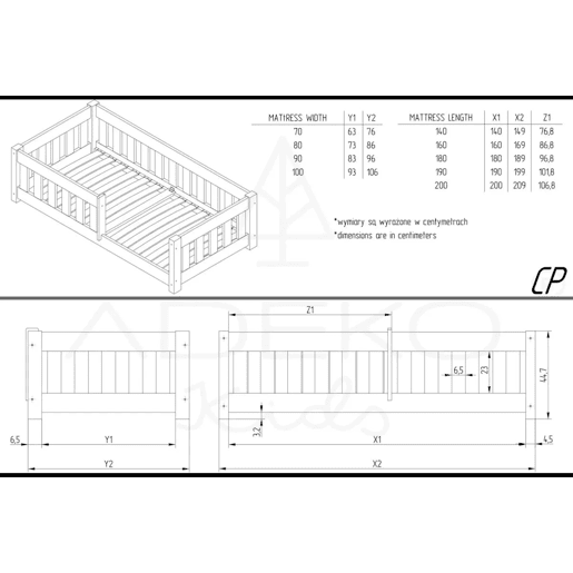 Cama 90x200 com estrado de ripas Elise Bois