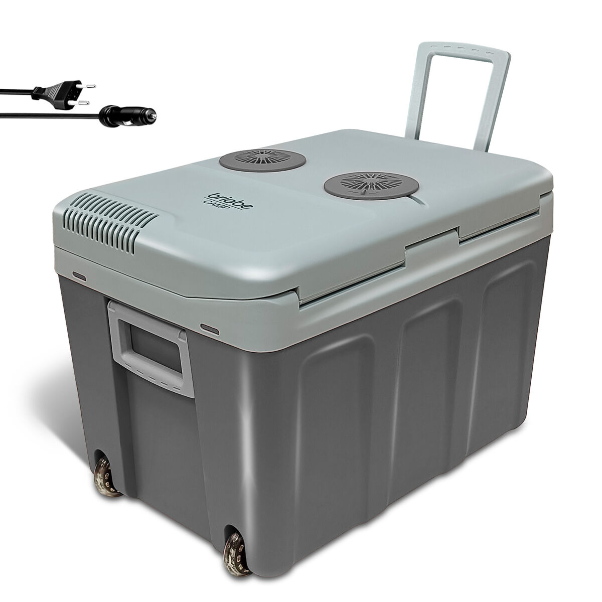 Briebe cf1155 nevera portátil eléctrica de viaje, coche, camping, 40 l, conexión 12v y 220v, enfría y calienta, 58 , gris