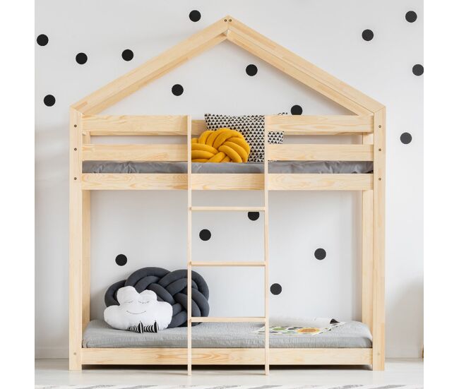 Litera casita 90x200 con somier hortense madera