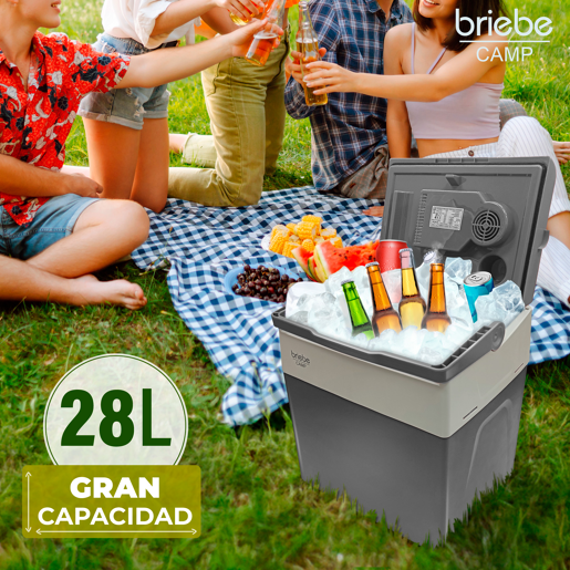 Briebe CF1153 Geleira Eléctrica 28L, Refrigerador Eléctrico Portátil, Campismo Viagens 12V  220 - 240V, Refrigeração e Aquecimento, 55, Cinza