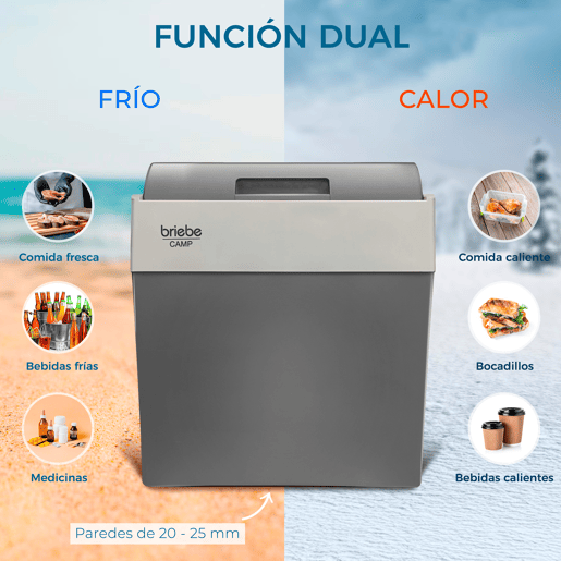 Briebe CF1153 Geleira Eléctrica 28L, Refrigerador Eléctrico Portátil, Campismo Viagens 12V  220 - 240V, Refrigeração e Aquecimento, 55, Cinza