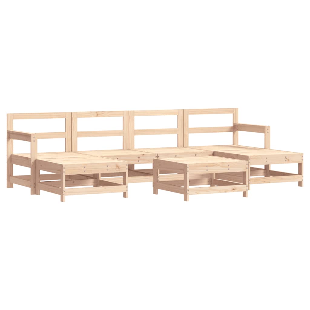 Juego de muebles de jardin 7 piezas madera maciza de pino