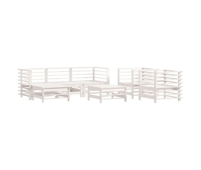 Juego de muebles de jardin 7 piezas madera maciza de pino blanco