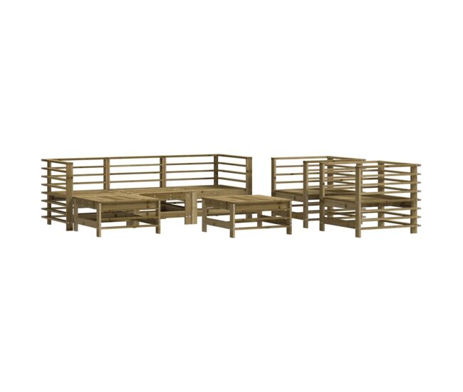 Juego de muebles de jardin 7 piezas madera de pino impregnada