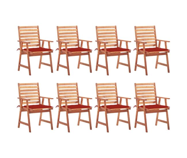 Sillas comedor de jardin y cojines 8 unidades madera maciza acacia