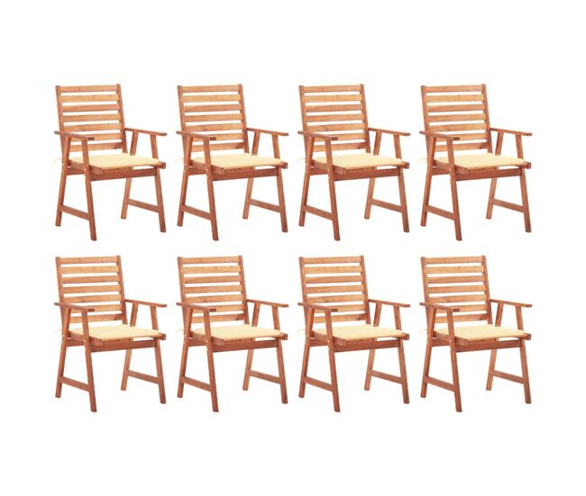 Sillas comedor de jardin y cojines 8 unidades madera maciza acacia