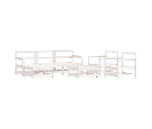 Juego de muebles de jardin 7 piezas madera maciza de pino blanco
