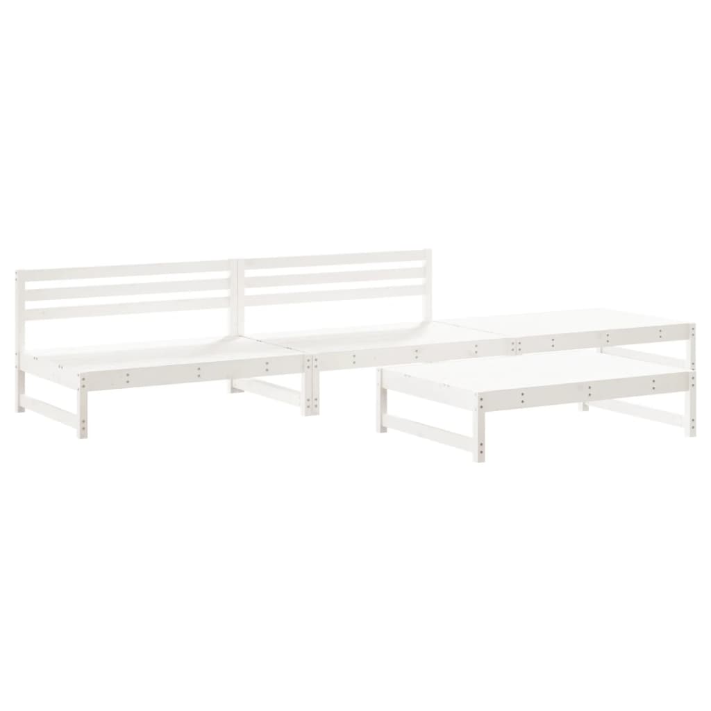 Juego de muebles de jardin 4 piezas madera maciza de pino blanco