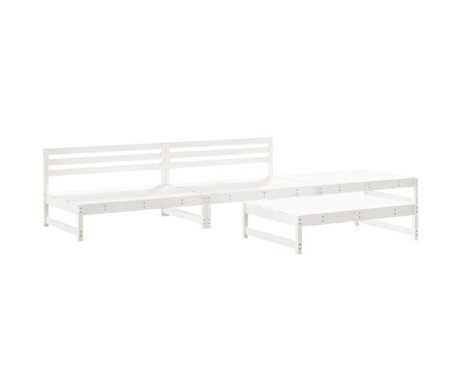 Juego de muebles de jardin 4 piezas madera maciza de pino blanco