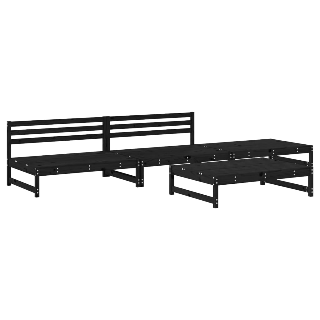 Juego de muebles de jardin 4 piezas madera maciza de pino negro