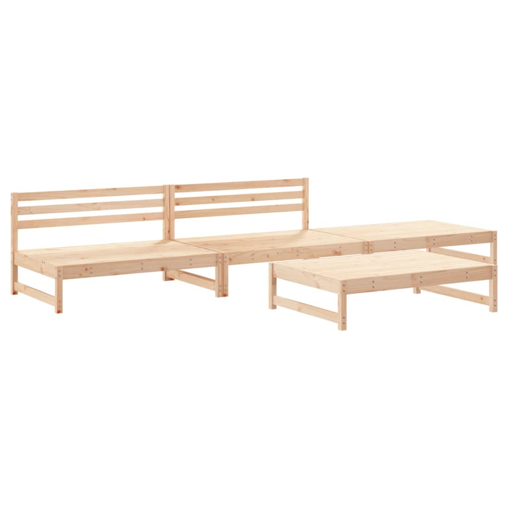 Juego de muebles de jardin 4 piezas madera maciza de pino