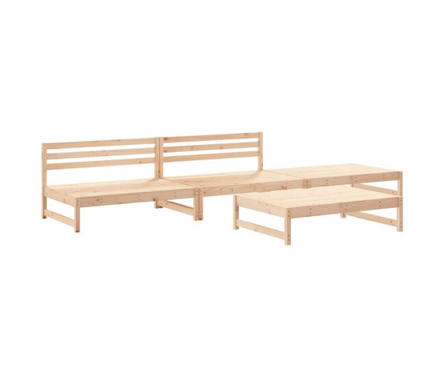 Juego de muebles de jardin 4 piezas madera maciza de pino