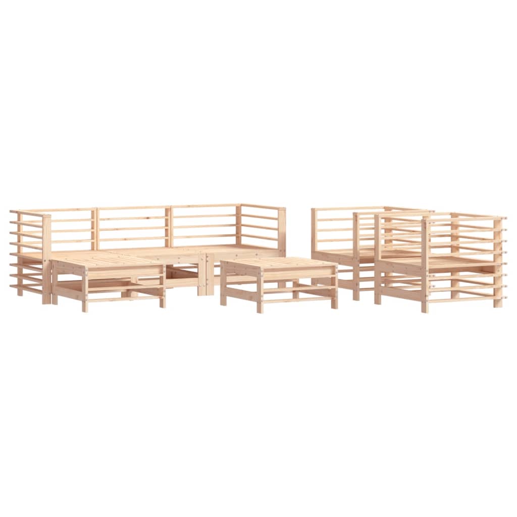Juego de muebles de jardin 7 piezas madera maciza de pino