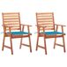 2 Sillas comedor de jardín de madera maciza acacia con cojines 2 Sillas comedor de jardín de madera maciza acacia con cojines Antracita