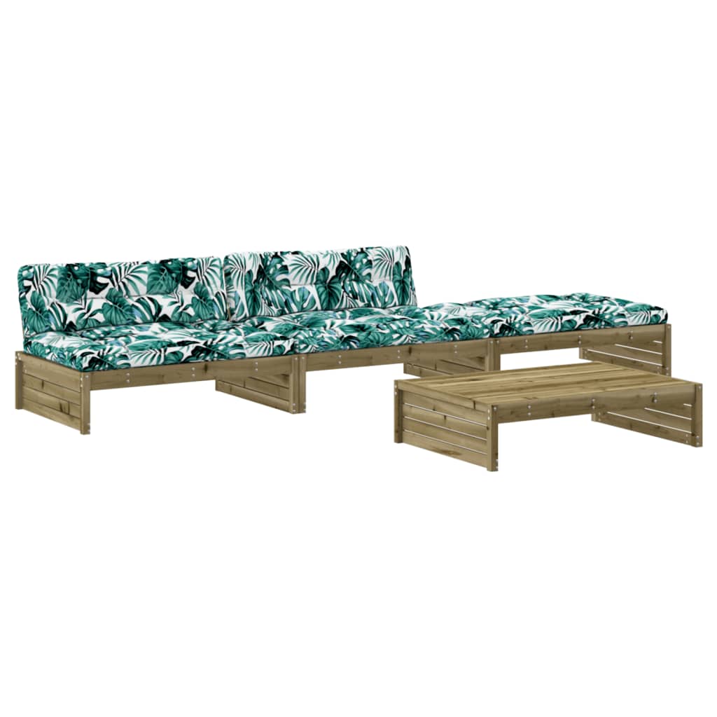 juego de muebles jardin 4 piezas y cojines madera pino impregnada