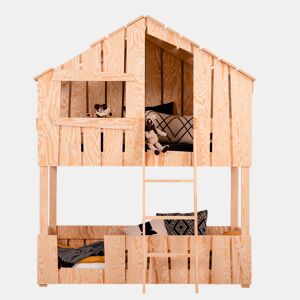 Beliche cabana 90x200 base de ripas incluída Floriane Bois