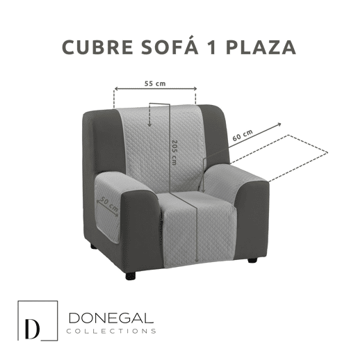 Capa protetora acolchoada para sofá de 1 lugar cinza claro Donegal Collections Capa protetora acolchoada para sofá de 1 lugar cinza claro Donegal Collections