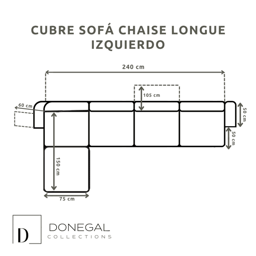 Capa protetora para sofá acolchoado chaise longue esquerda cinza claro Donegal Collections