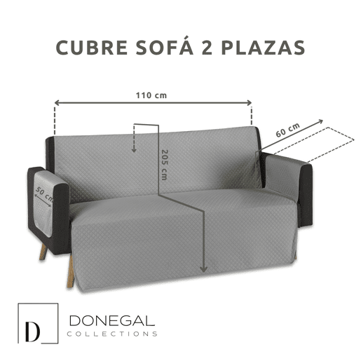 Capa protetora acolchoada para sofá de 2 lugares cinza claro Donegal Collections Capa protetora acolchoada para sofá de 2 lugares cinza claro Donegal Collections