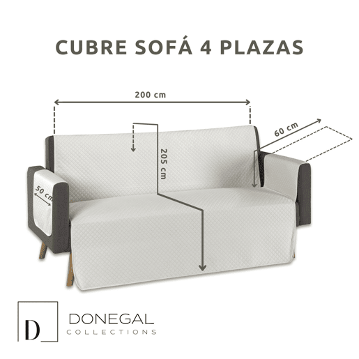 Capa protetora acolchoada para sofá de 4 lugares ecru Donegal Collections