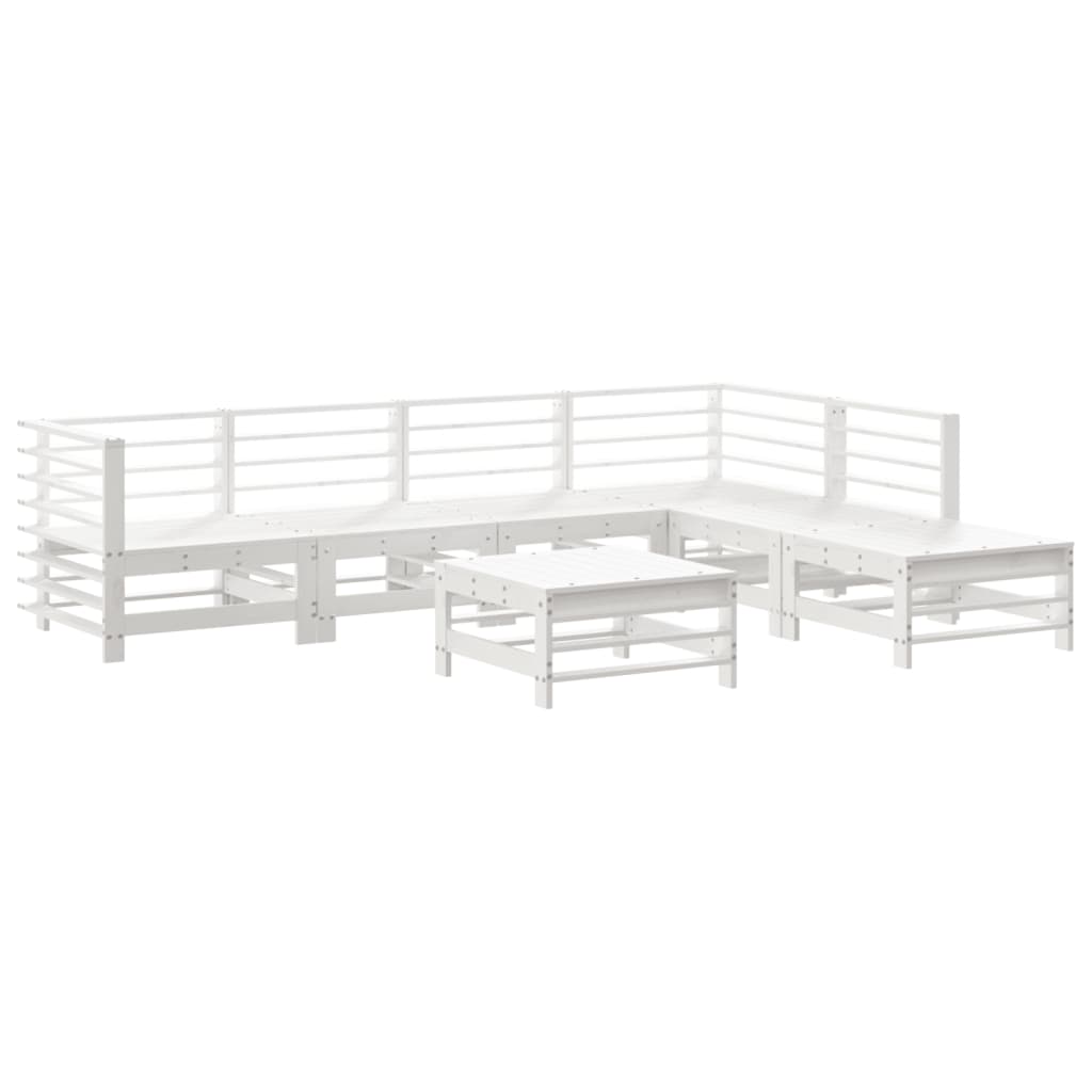 Juego de muebles de jardin 7 piezas madera Blanco