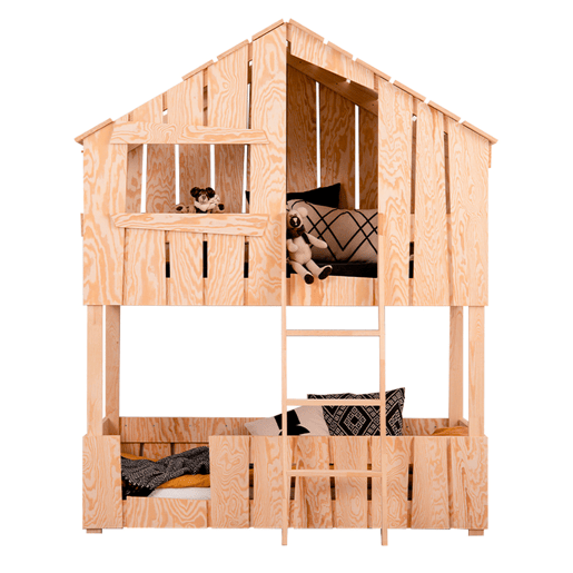 Beliche cabana 90x190 base de ripas incluída Floriane Bois Beliche cabana 90x190 base de ripas incluída Floriane Bois