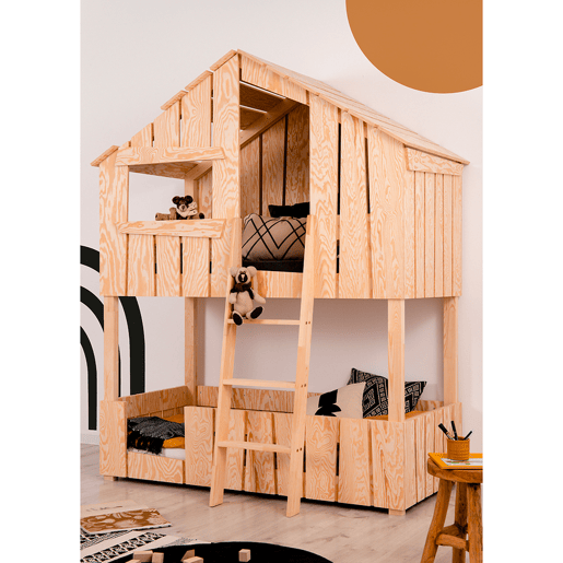 Beliche cabana 90x190 base de ripas incluída Floriane Bois Beliche cabana 90x190 base de ripas incluída Floriane Bois
