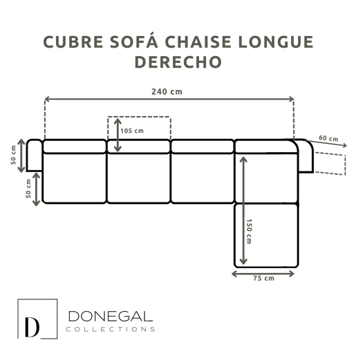 Capa protetora para sofá acolchoado chaise longue direita cinza escuro Donegal Collections