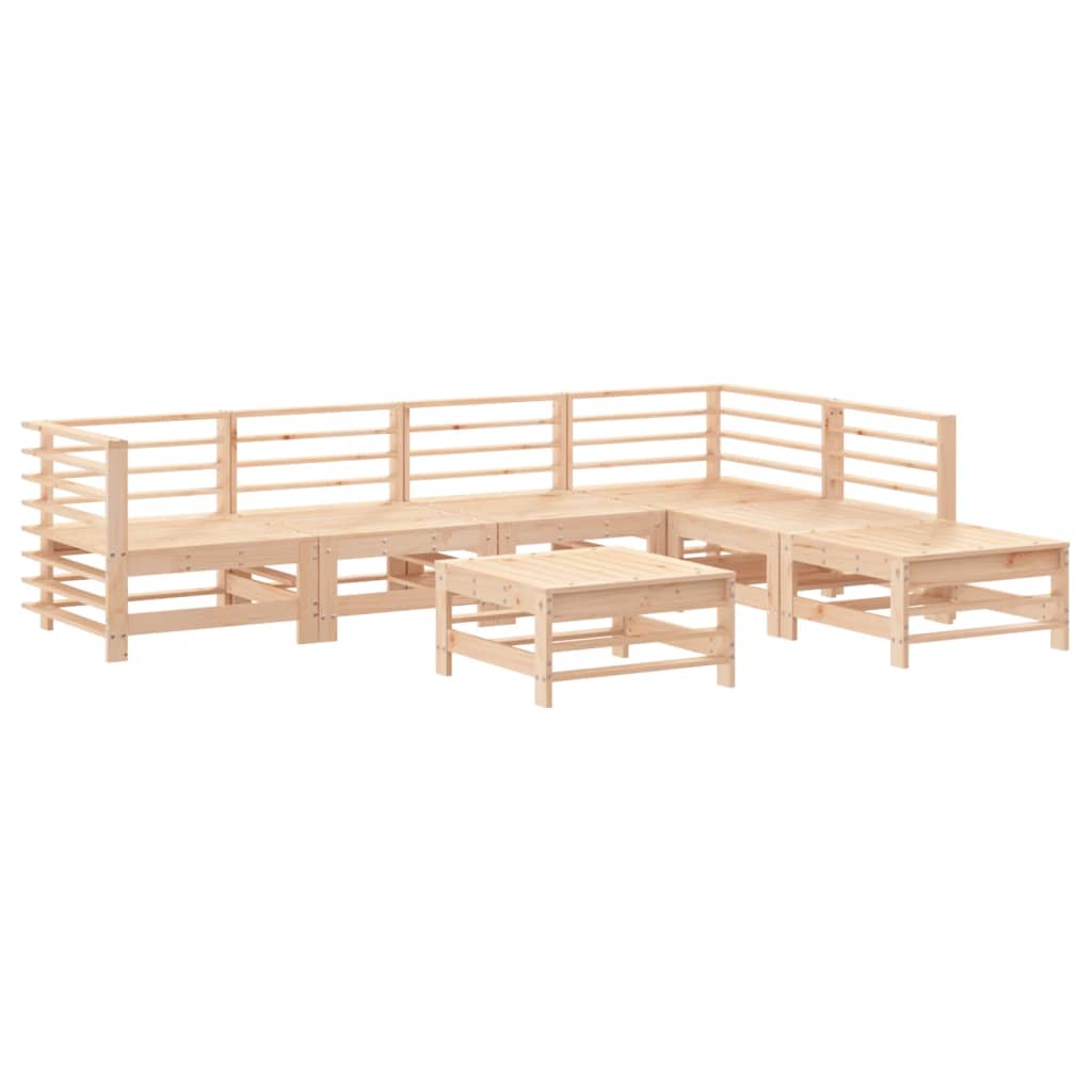 Juego de muebles de jardin 7 piezas madera Natural