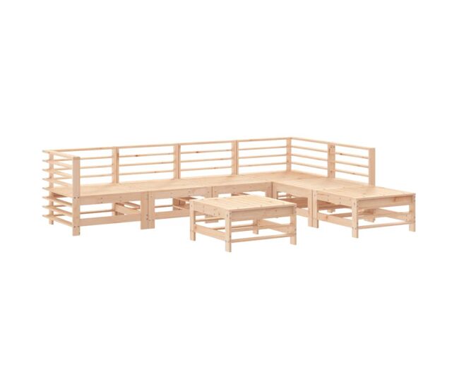 Juego de muebles de jardin 7 piezas madera maciza de pino