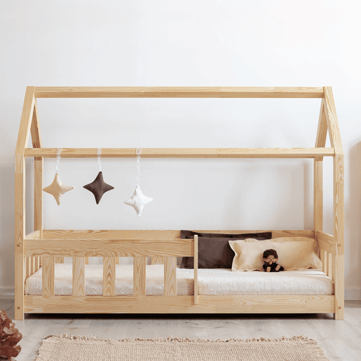 Cama de cabana 90x200 com base de ripas Mila Bois Cama de cabana 90x200 com base de ripas Mila Bois