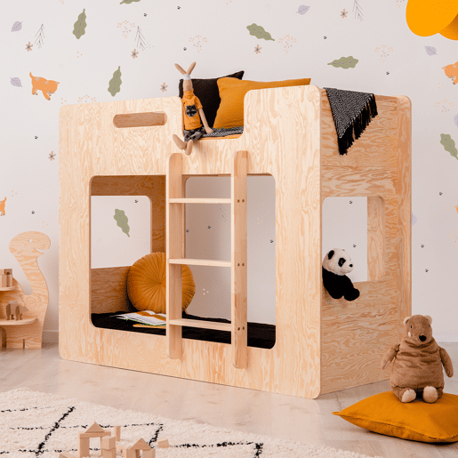 Beliche 90x190 escada direita inclusa base de ripas Mélissa Bois