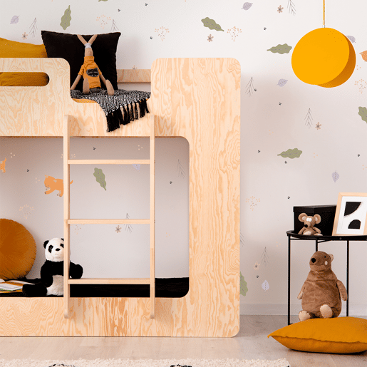 Beliche 90x190 escada direita inclusa base de ripas Mélissa Bois