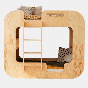 Beliche 90x190 escada à esquerda inclusa base Nadège Bois