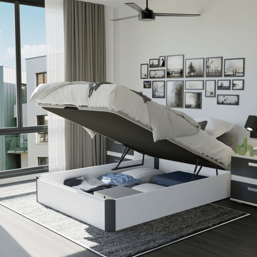 Sommier rebatível de luxo 3D Branco - Grafite 135x190 cm