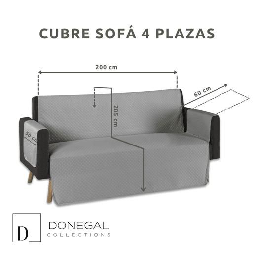 Capa protetora acolchoada para sofá de 4 lugares cinza claro Donegal Collections