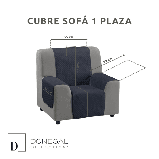 Capa protetora acolchoada para sofá de 1 lugar cinza escuro Donegal Collections