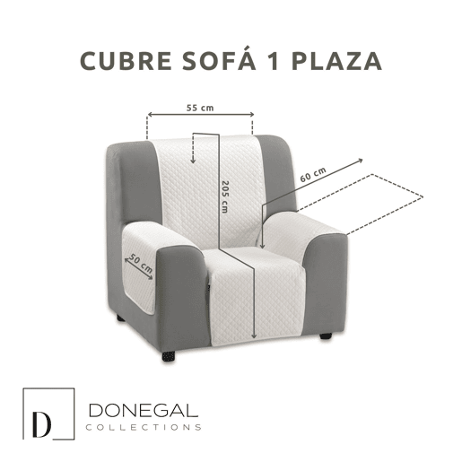 Capa protetora acolchoada para sofá de 1 lugar ecru Donegal Collections