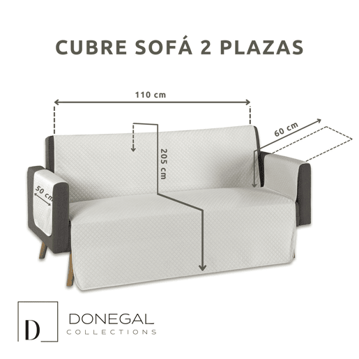 Capa protetora acolchoada para sofá de 2 lugares ecru Donegal Collections