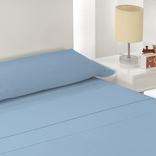 A folha lisa de três partes ajustou Azul da cama de 135cm Donegal Collections