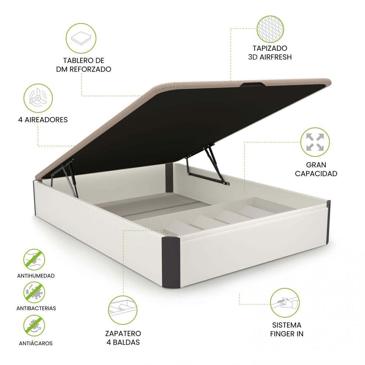 Canapé luxury plus 3d blanco - grafito 135x190 cm