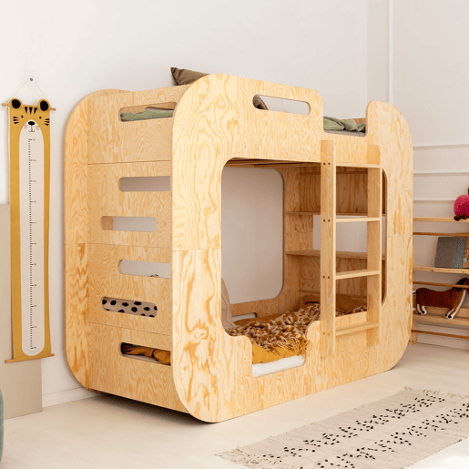 Beliche 90x200 escada direita inclusa base Nadège Bois