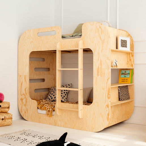 Beliche 90x200 escada direita inclusa base Nadège Bois