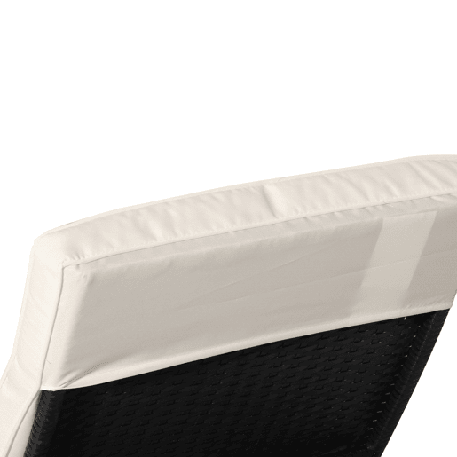 Outsunny Espreguiçadeira de Vime Reclinável Espreguiçadeira de Jardim com Forma de S com 2 Rodas Encosto Ajustável em 5 Posições e Almofada Amovível para Pátio Varanda 207x70x70 cm Preto e Creme