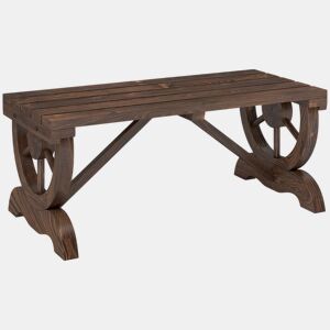 Outsunny Banco de Jardim de 2 Lugares Banco de Madeira com Rodas Decorativas Estilo Rústico Capacidade 250 kg para Pátio Terraço Varanda 98x50x39,5 cm Castanho Rústico