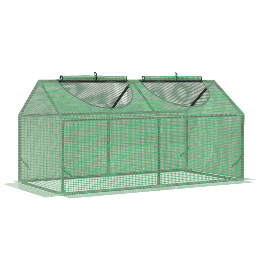 Outsunny Estufa 119x60x60cm Estufa de Jardim com 2 Janelas Enroláveis para Cultivo de Plantas Verduras Flores Verde Translúcido